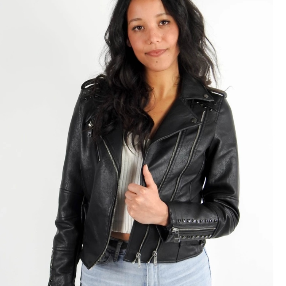 Grey Bandit Sloane Studded Vegan Leather Jacket